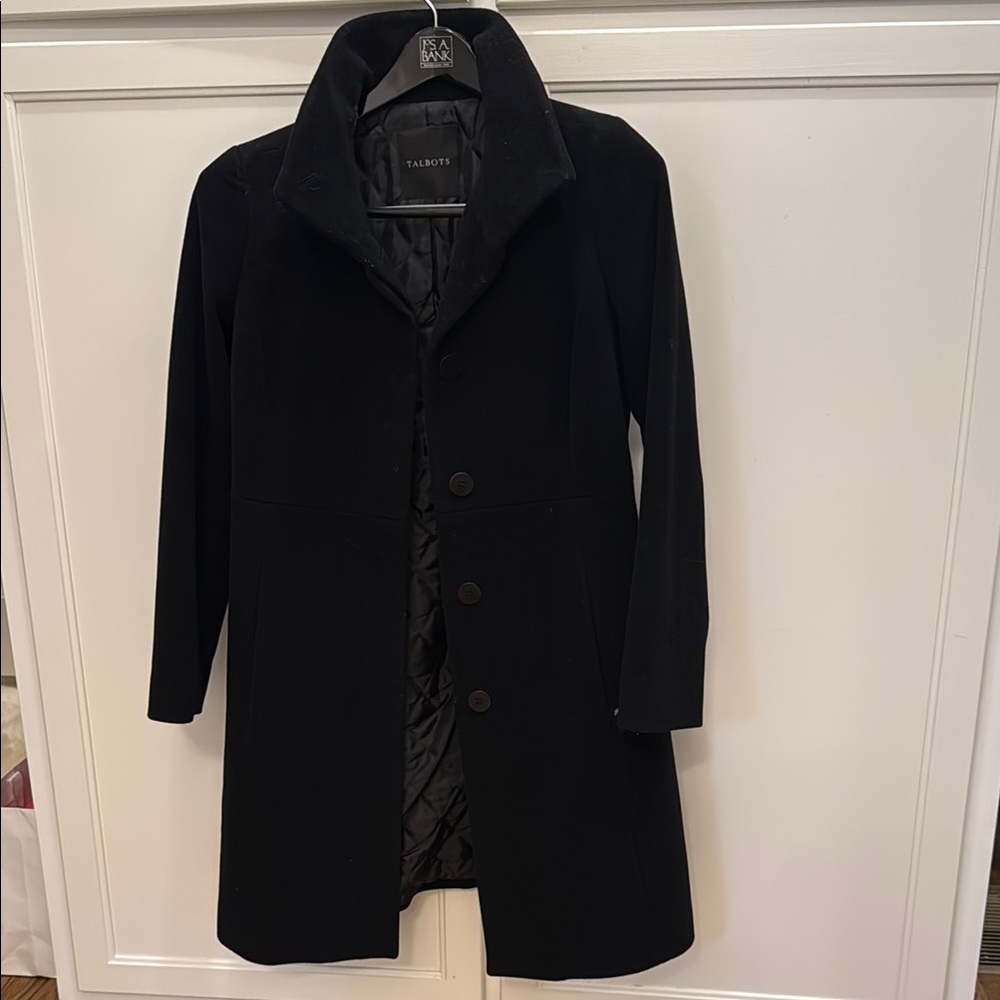 Talbots Black Wool Coat with Classic Tailored Design